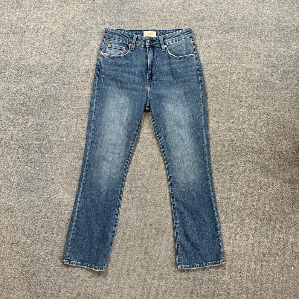 Pistola Jeans Womens 26 Blue Lennon High Rise Cropped Bootcut Raw Hem Stretch
